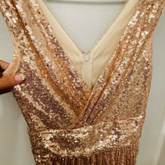 Size 2 Kate Kasin champagne sequin long true to size dress - Picture 6 of 7